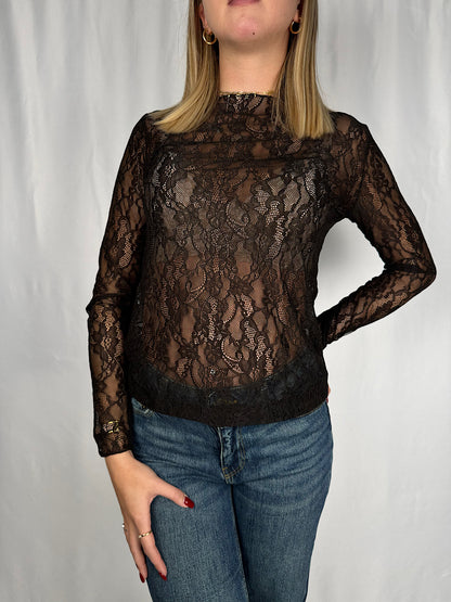 Maglia Pizzo Marrone Armonia