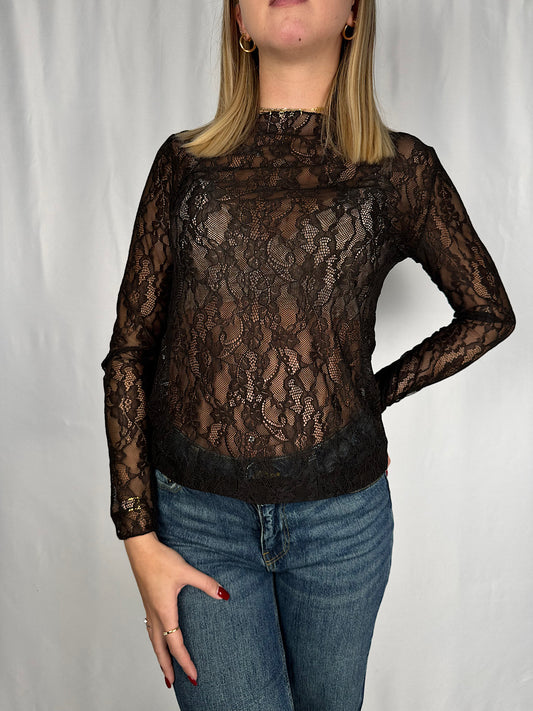 Maglia Pizzo Marrone Armonia