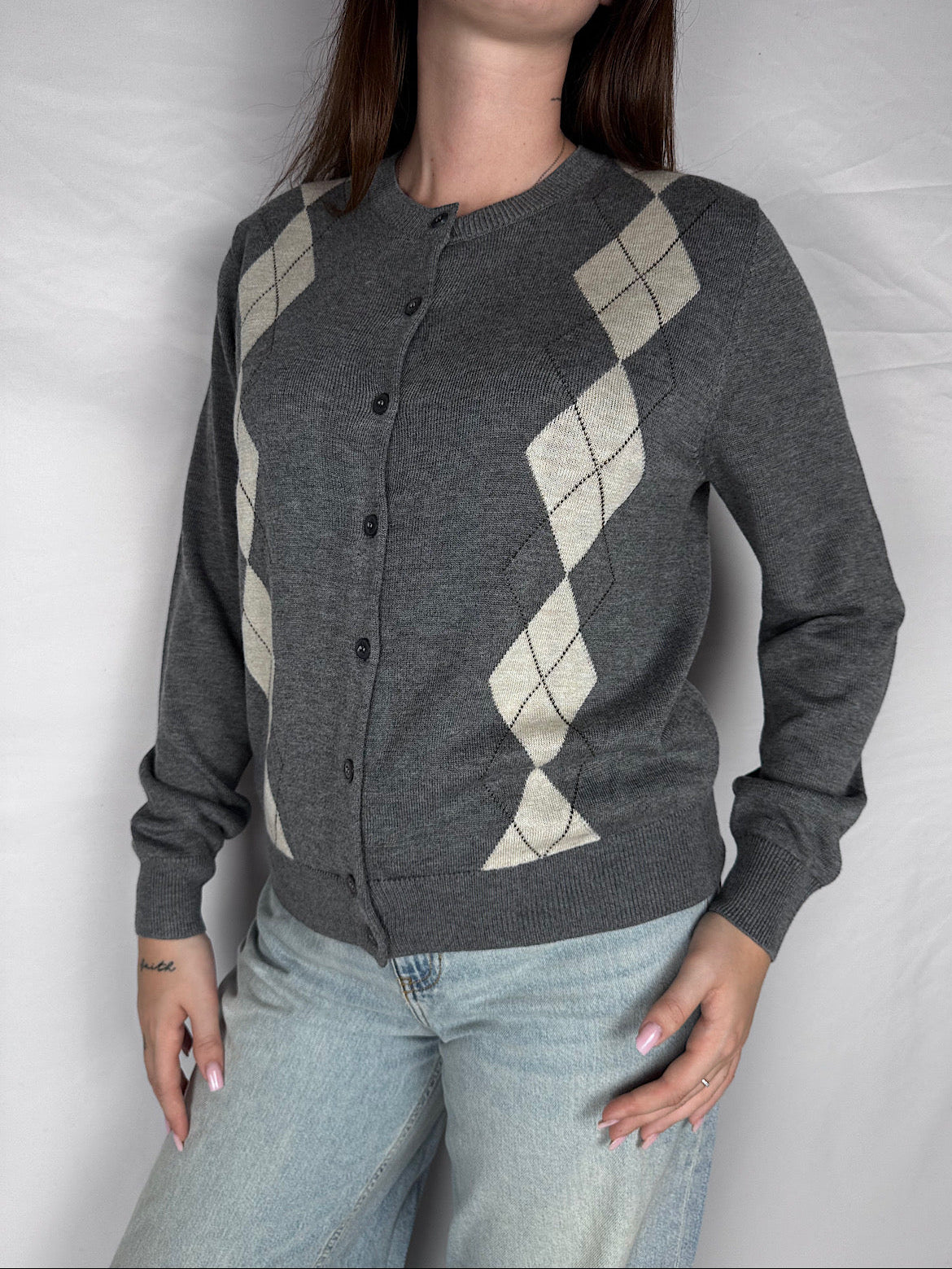 Cardigan Coreana Rombi Susy Mix Grigio