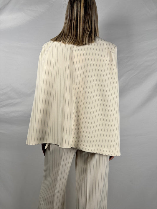 Giacca con Apertura Gessata Bianco Vicolo