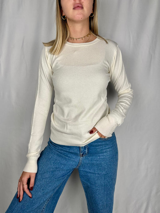 Maglia Slim Girocollo Bianca Vicolo