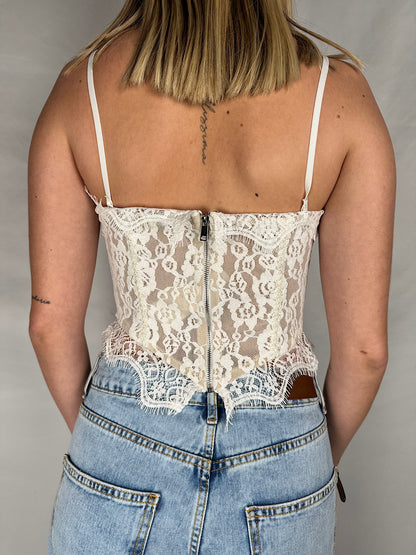 Top Blustier con Pizzo Armonia Bianco