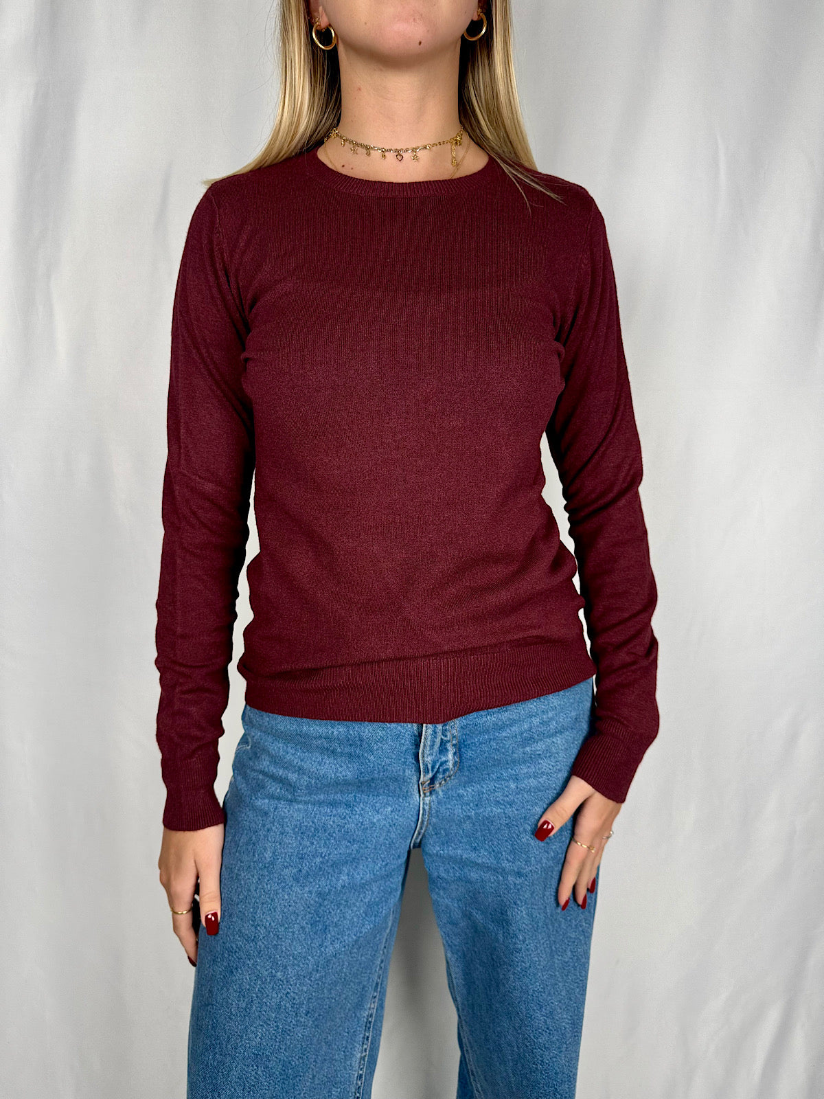 Maglia Slim Girocollo Bordeaux Vicolo