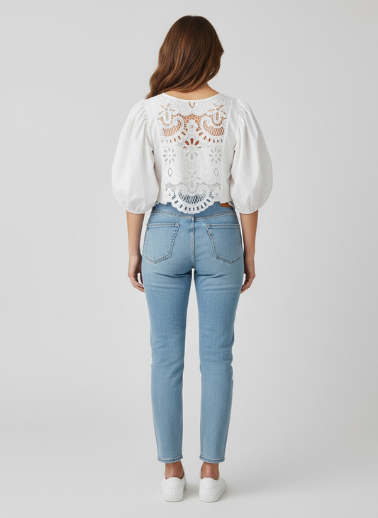 Camicia Dettaglio Crochet Bianca Vicolo