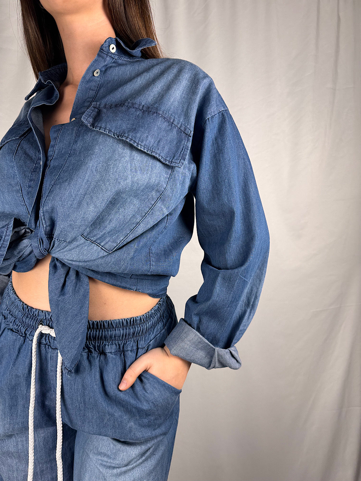 Camicia Effetto Jeans in Chambray Vicolo
