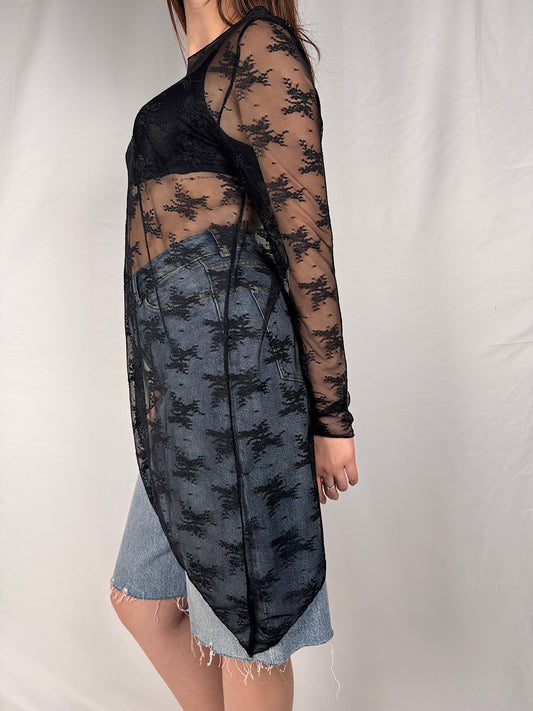 Maglia Pizzo Asimmetrica Armonia Nera