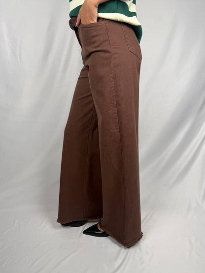 Pantalone con Cintura Tensione-In Cioccolato