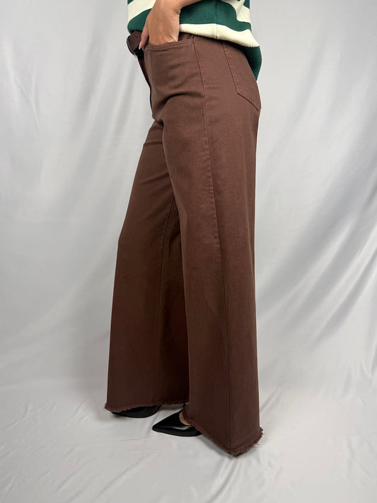 Pantalone con Cintura Tensione-In Cioccolato
