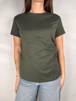 T-Shirt Mezza Manica Con Drappeggio Vicolo Verde Militare