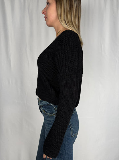 Cardigan con Bottoni Nero Armonia