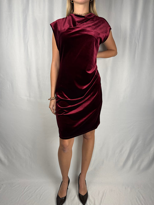 Abito in Velluto Bordeaux Tensione-In