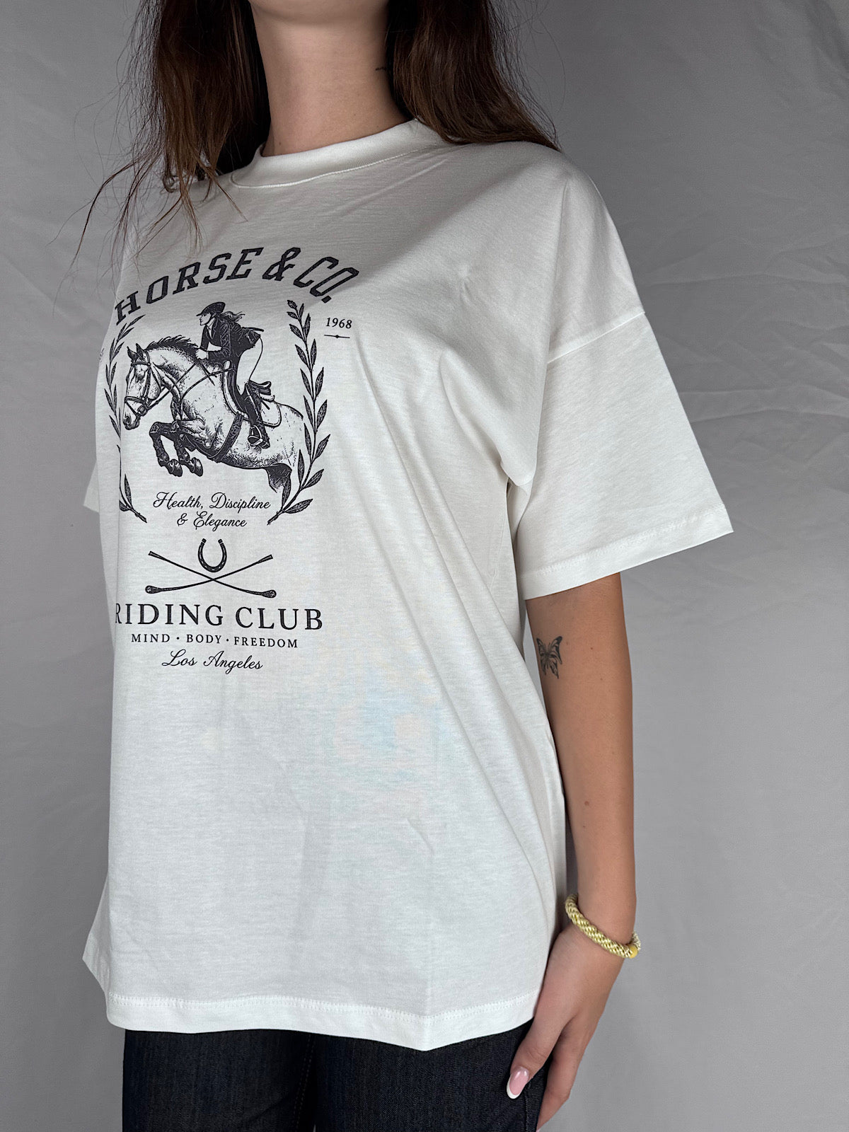 T-shirt Oversize con Stampa  Horse & Co Vicolo Naturale