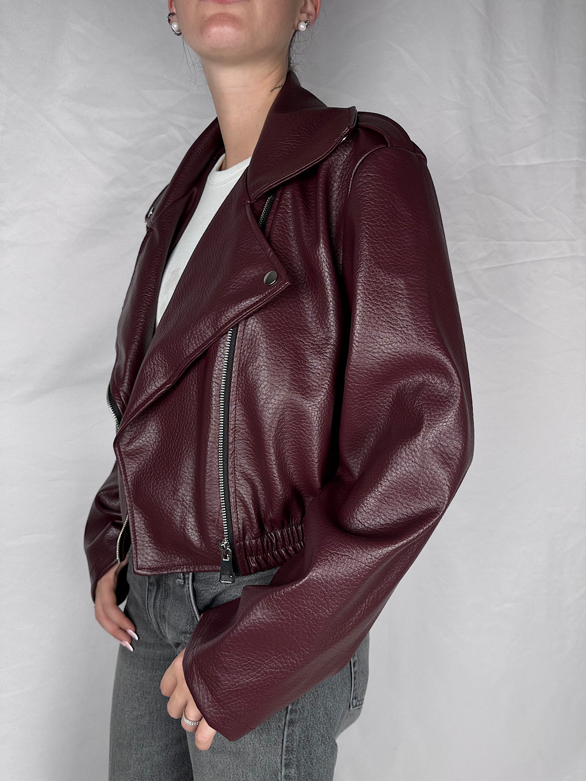 Giubbino Bomber Ecopelle Armonia Bordeaux
