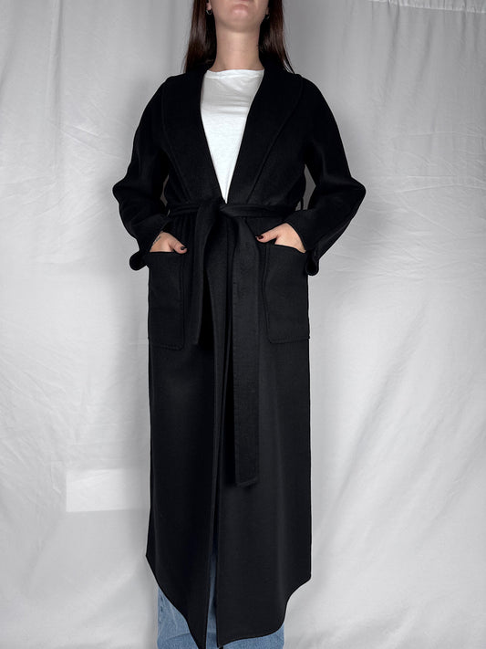 Cappotto Lungo con Cintura Vicolo Nero