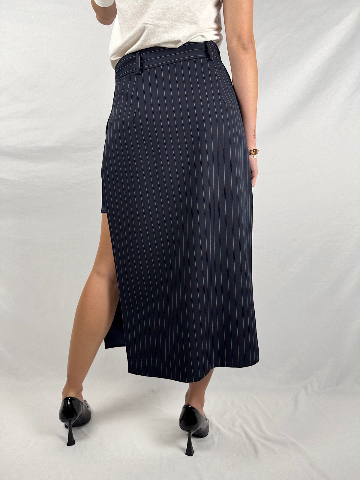 Gonna Gessato Blu Vicolo