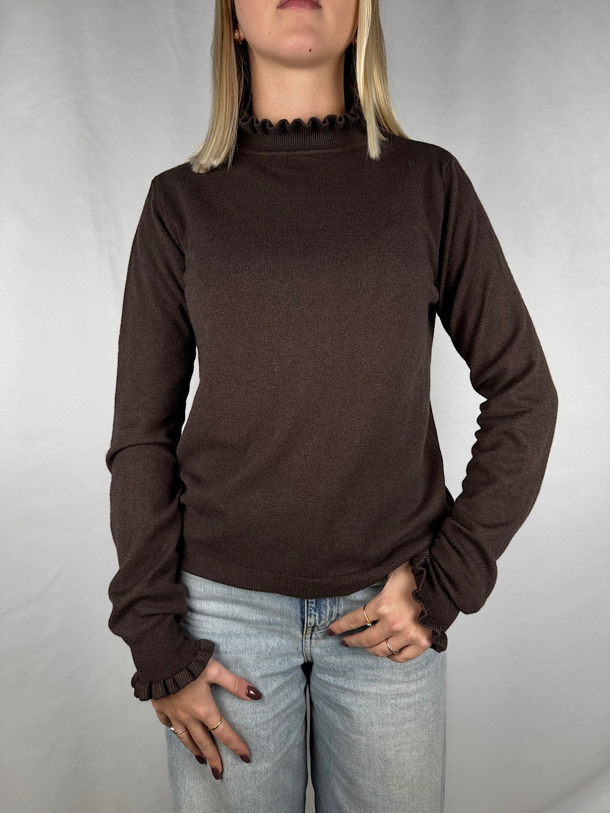 Maglia con Maniche Lunghe e Bordo Plissettato Moro Dixie