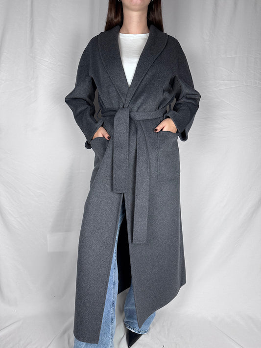 Cappotto Lungo con Cintura Vicolo Antracite Melange