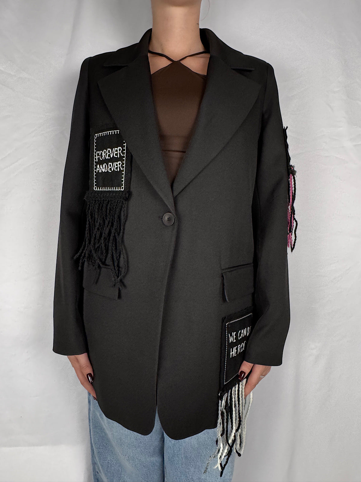 Blazer con Patch e Frange Vicolo Nero