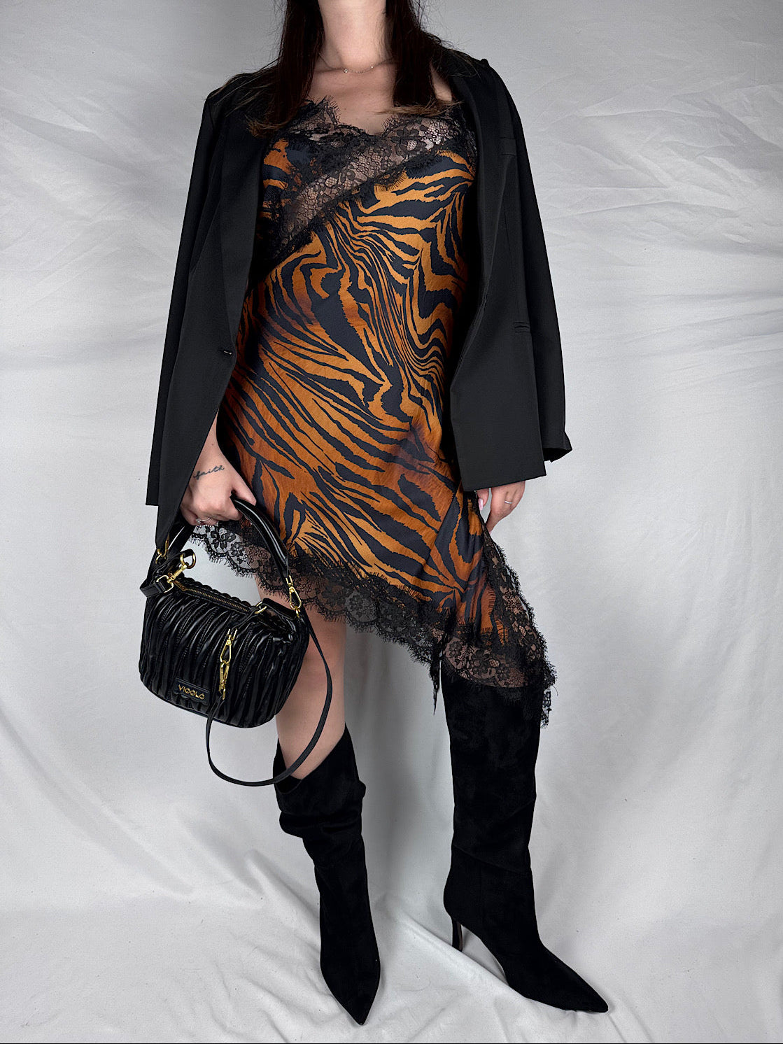 Abito Animalier Pizzo Vicolo Nero/Bruciato
