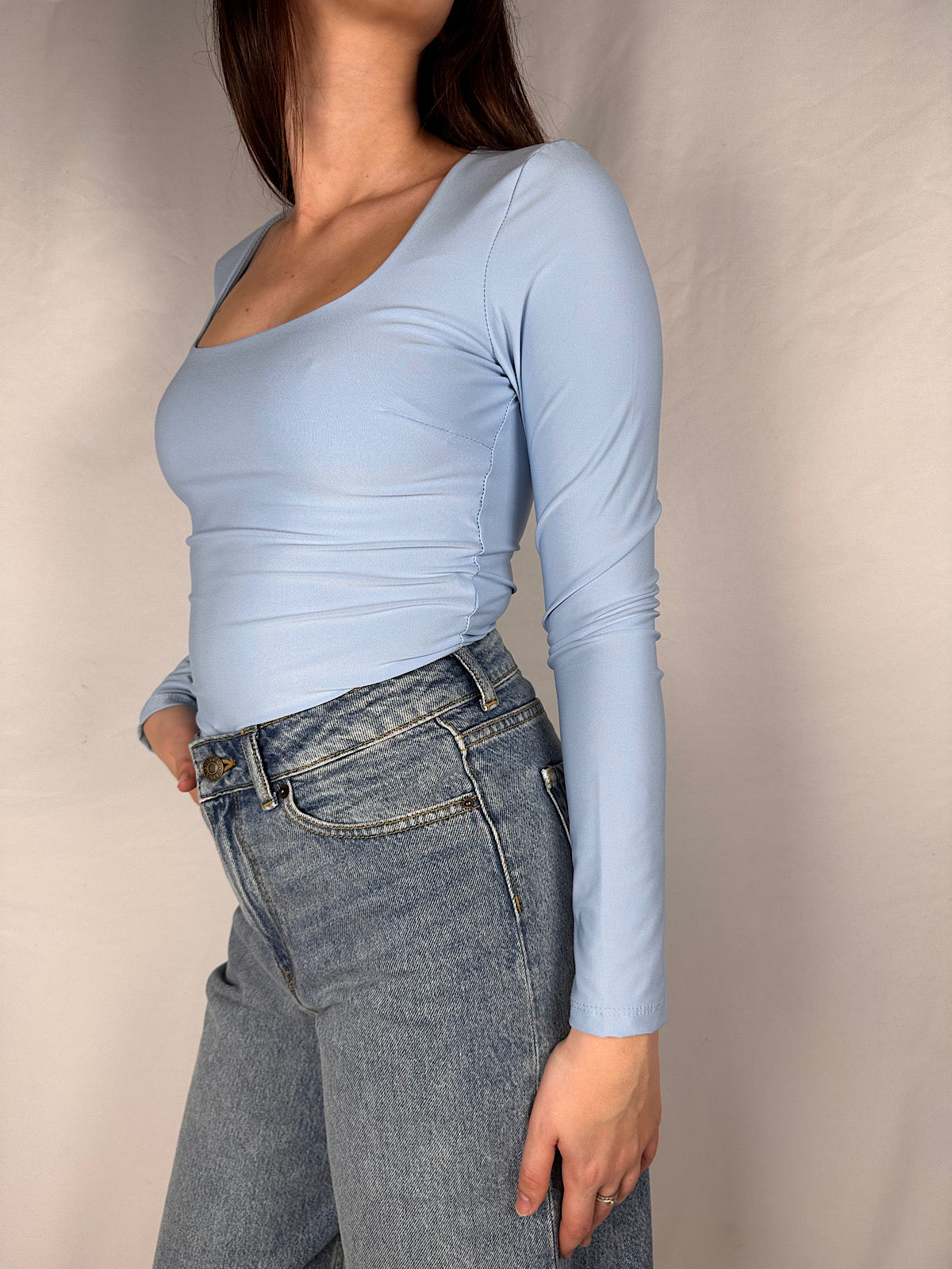 Body Scollo Quadro Armonia Azzurro
