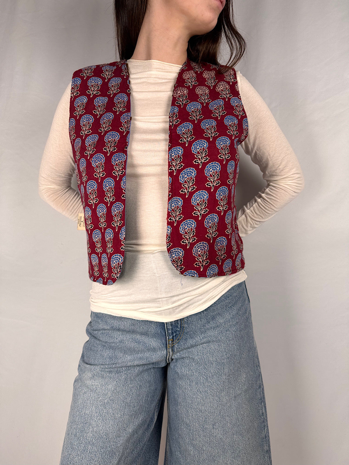 Gilet Reversibile con Fiocchetti Multicolor