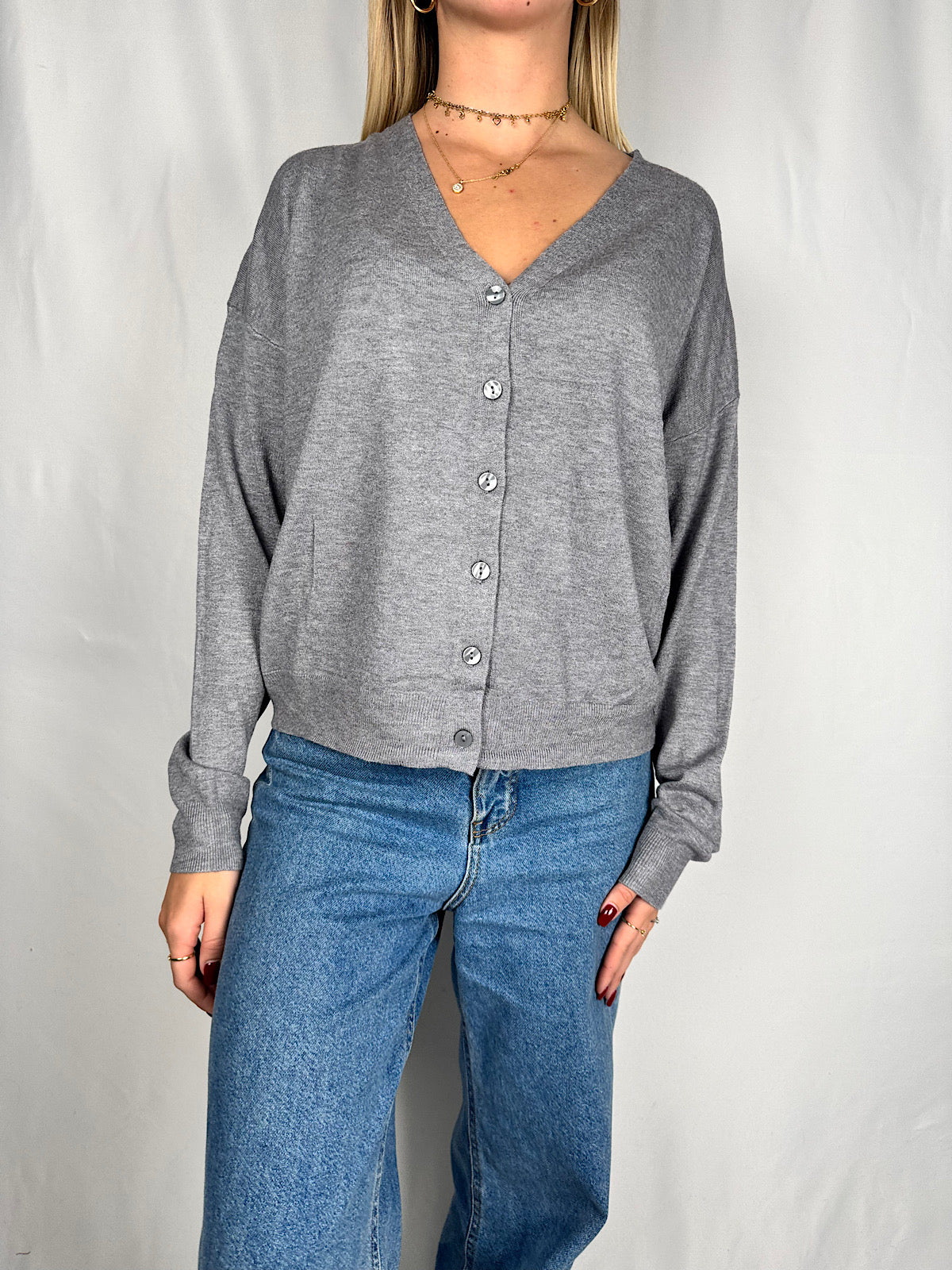 Cardigan Rasato Grigio Melange SusyMix