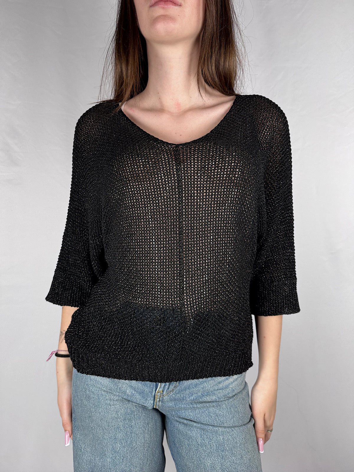 Maglia In Filo Lurex Armonia  Nera
