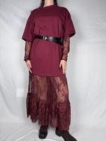 Abito T-shirt con Pizzo Vicolo Bordeaux