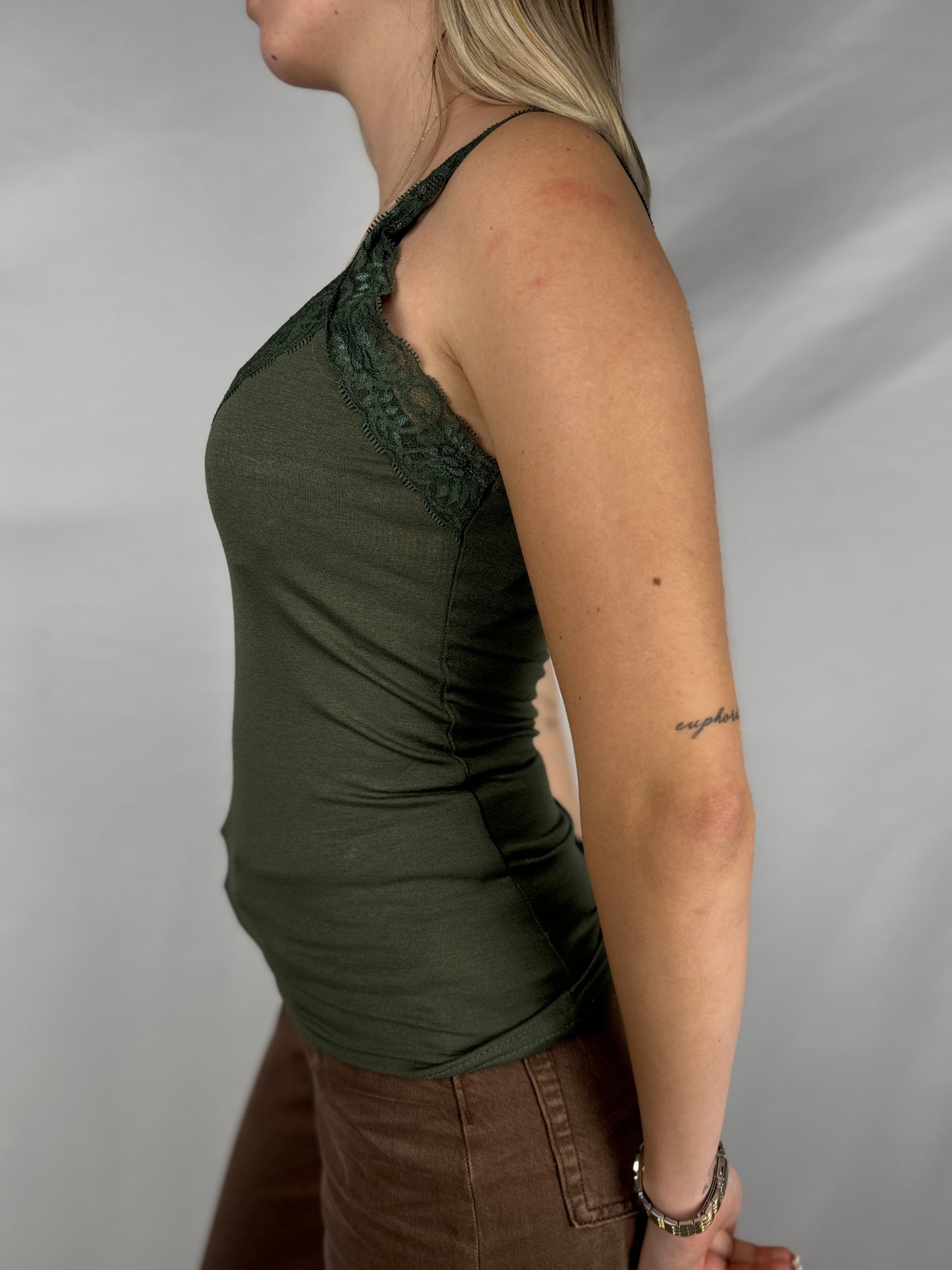 Canotta Pizzo Verde Militare Susy Mix