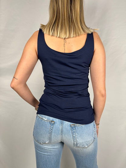 Canotta Scollo Quadro Blu Navy Vicolo