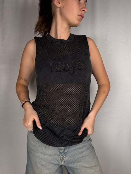Top in Maglia Traforata Liu Jo Nera