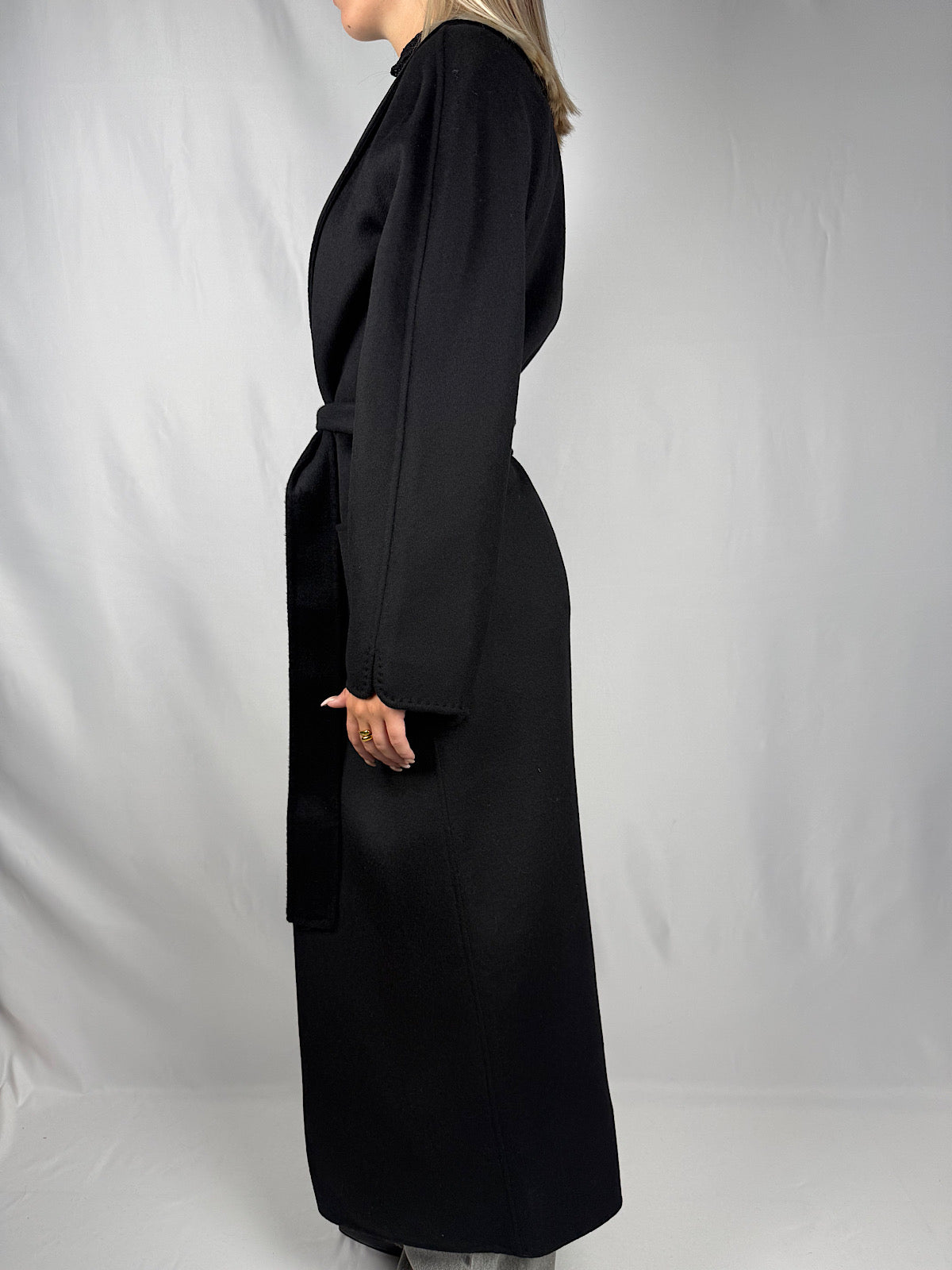 Cappotto Lungo con Cintura Vicolo Hand Made Nero