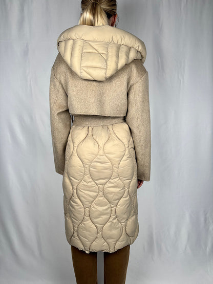 Cappotto con Inserti Piumino Beige Vicolo