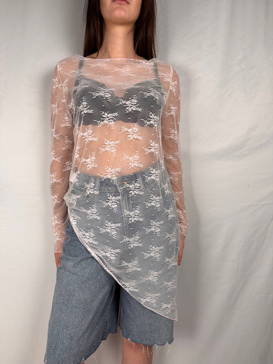 Maglia Pizzo Asimmetrica Armonia Rosa