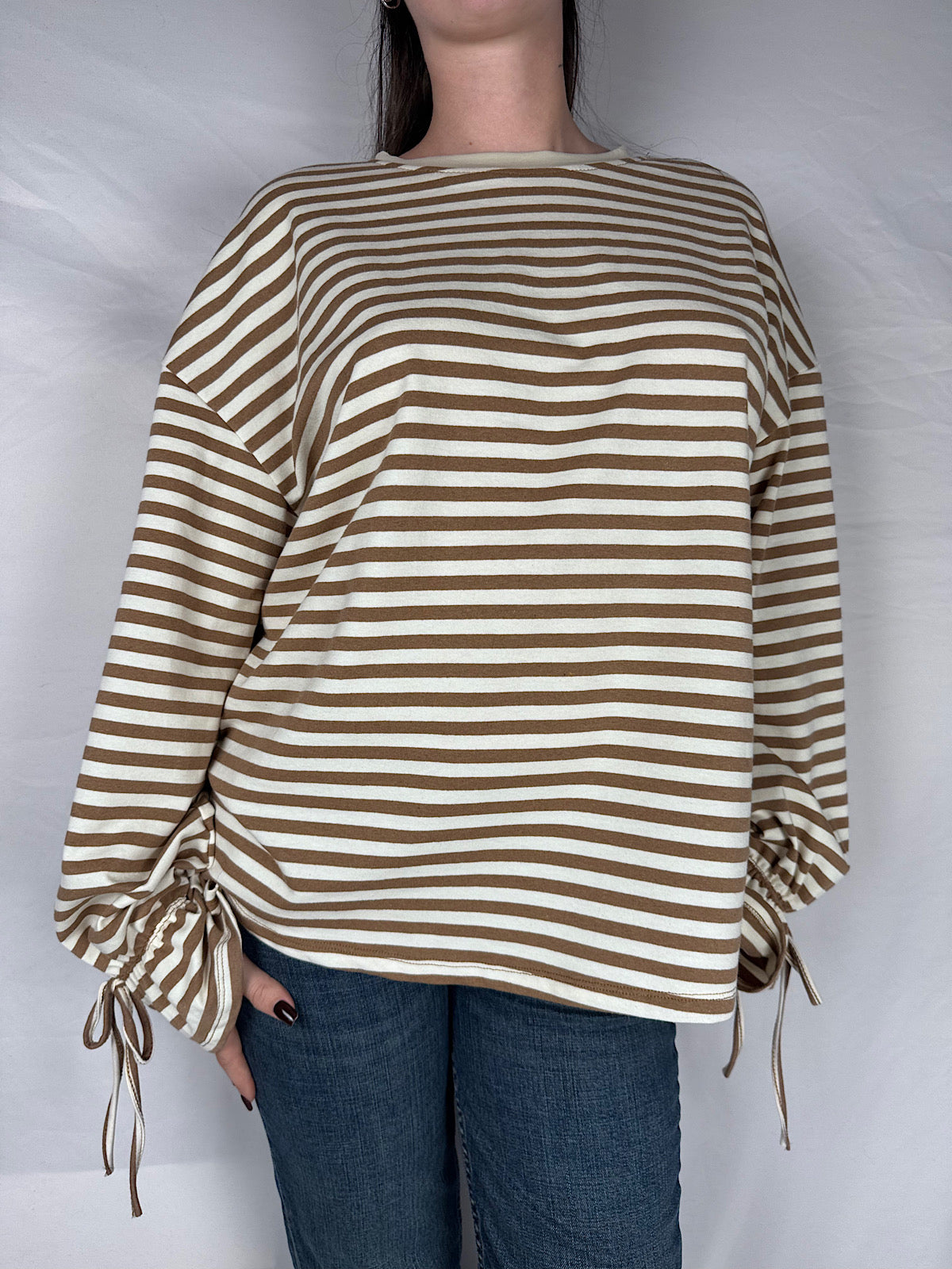 T-shirt Long Sleeve Candy Righe Armonia Beige