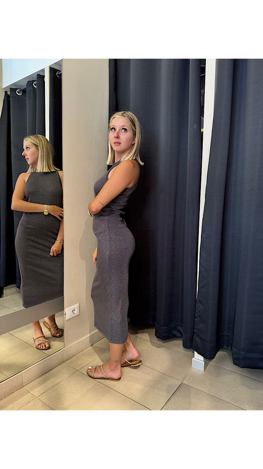 Abito Costine Lurex Antracite Vicolo
