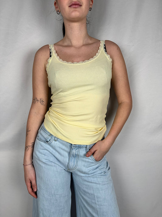Canotta Costine Dettaglio Pizzo  Armonia Giallo