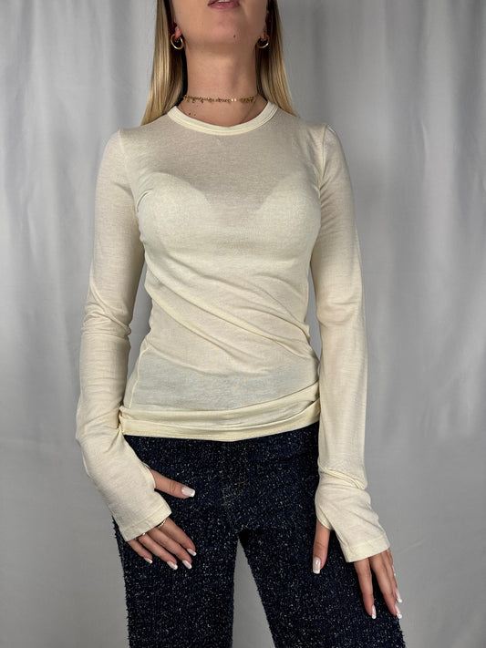 Maglia Manica Lunga Basic Bianca Vicolo