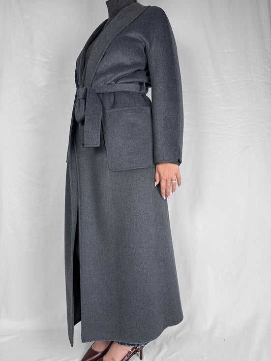 Cappotto Lungo con Cintura Vicolo Antracite Melange
