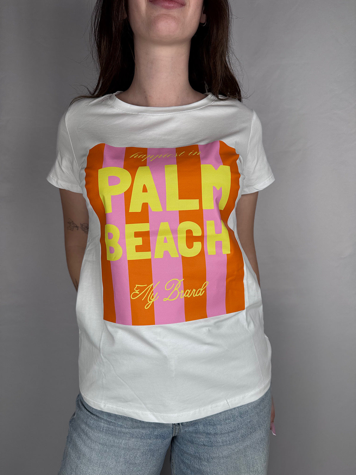 T-Shirt Stampa “Pam Beach” Armonia Bianca