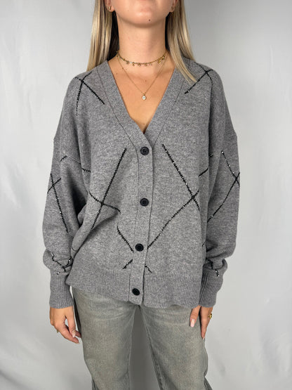 Cardigan con Paillettes Nere Vicolo Grigio
