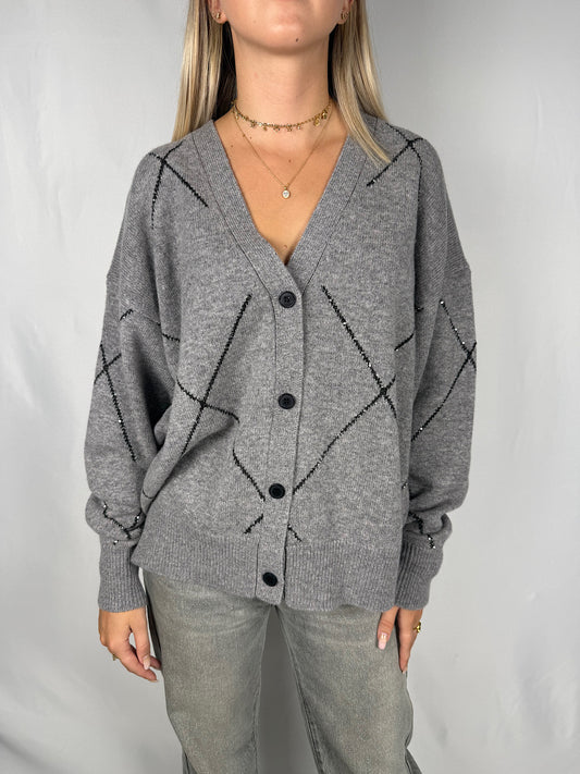 Cardigan con Paillettes Nere Vicolo Grigio
