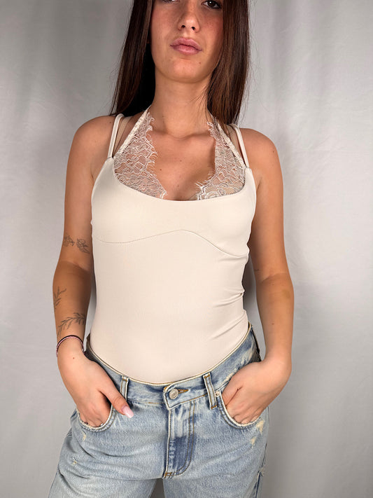 Body con Pizzo Armonia Beige