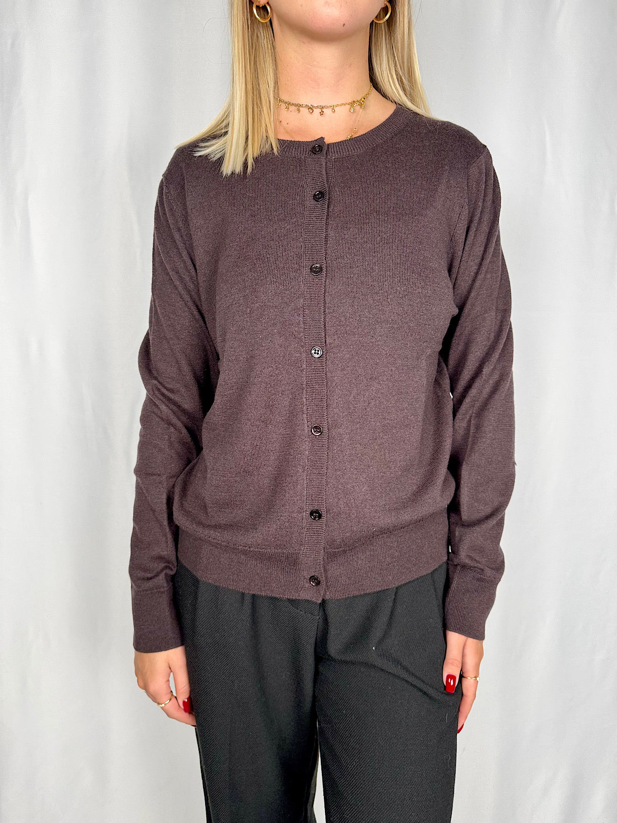 Cardigan Girocollo Cioccolato Vicolo