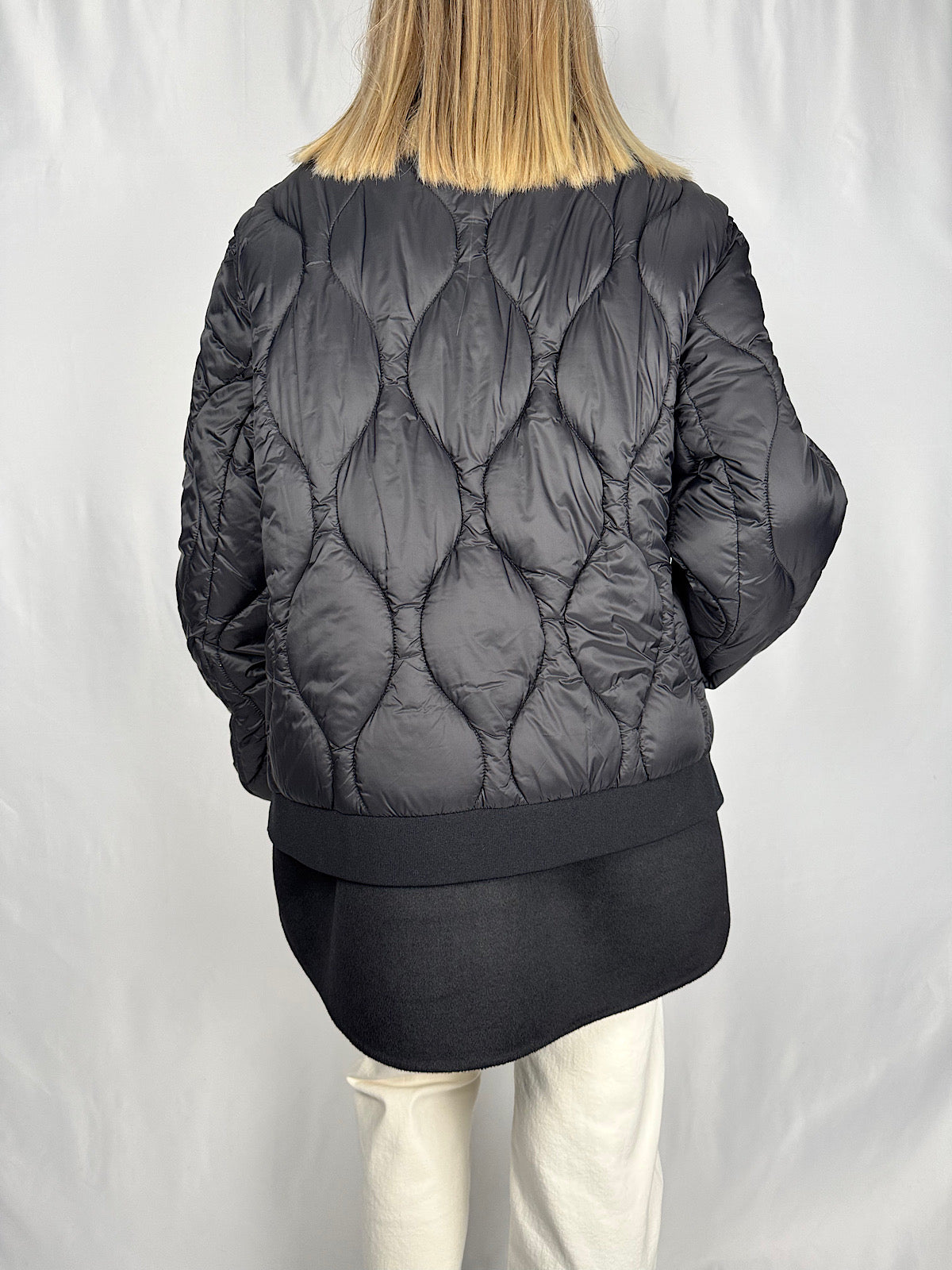 Piumino Bomber Trapuntato Doppio Tessuto Nero Vicolo