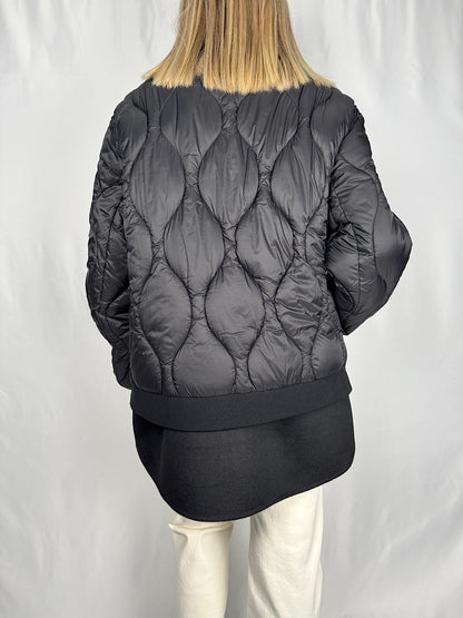 Piumino Bomber Trapuntato Doppio Tessuto Nero Vicolo