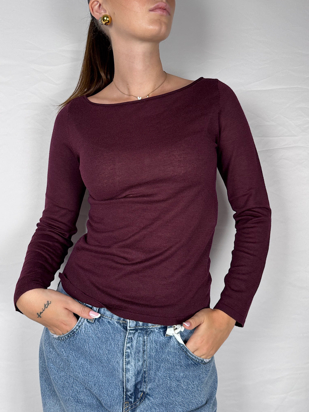 Maglia Basic Scollo Barchetta JJXX Bordeaux