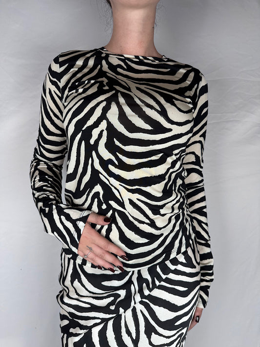 T-shirt Manica Lunga Tensione In Zebrata