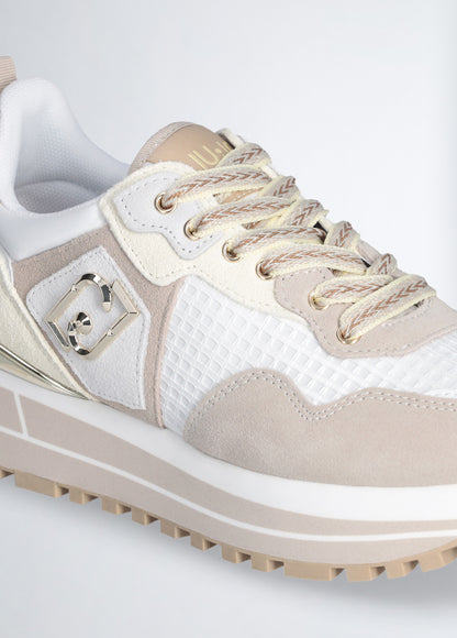 Sneakers Platform In Suede e Mesh Sand/Yellow