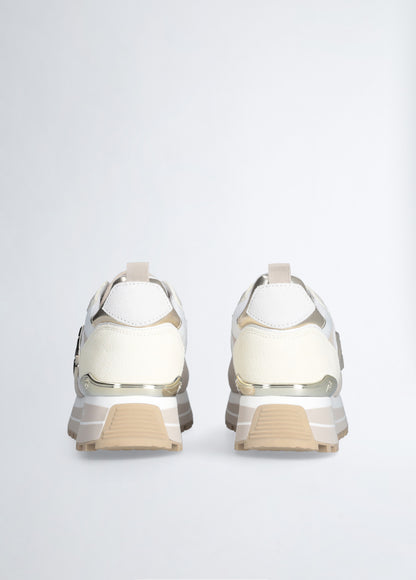 Sneakers Platform In Suede e Mesh Sand/Yellow